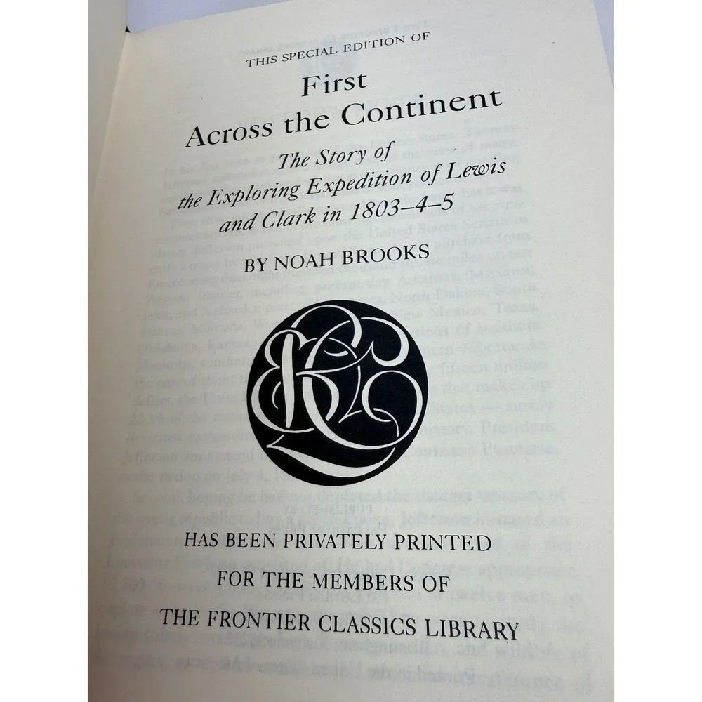 Lewis & Clark Expedition First Across the Continent Frontier Classics Library